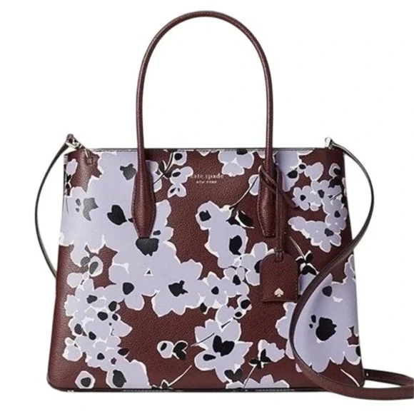 Kate Spade Eva Wildflower Bouquet Medium Top Zip Satchel Purple NEW