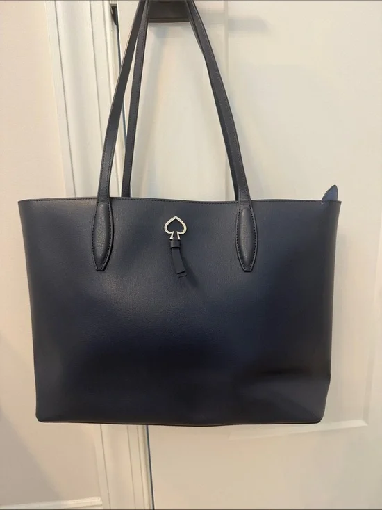 kate spade Navy Leather Tote with Spade Charm
