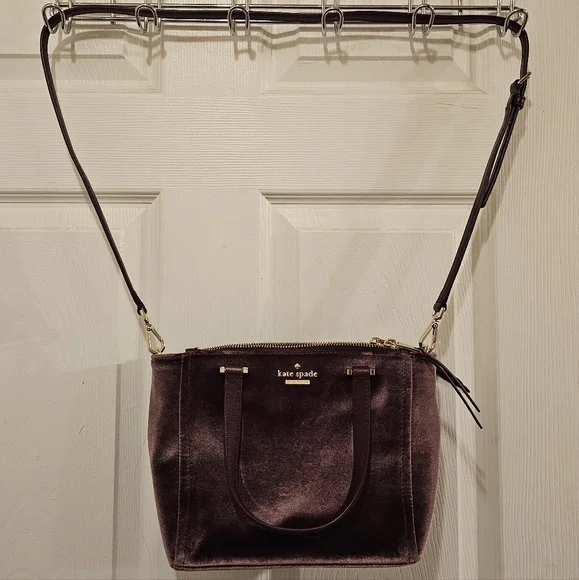 Kate Spade EUC Velvet Mini Kona Satchel Crossbody Bag in Purple