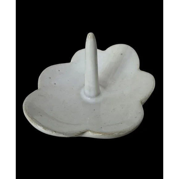 JD Wolfe Pottery Flower Ring Jewelry‎ Holder Trinket Dish Stoneware Handcrafted