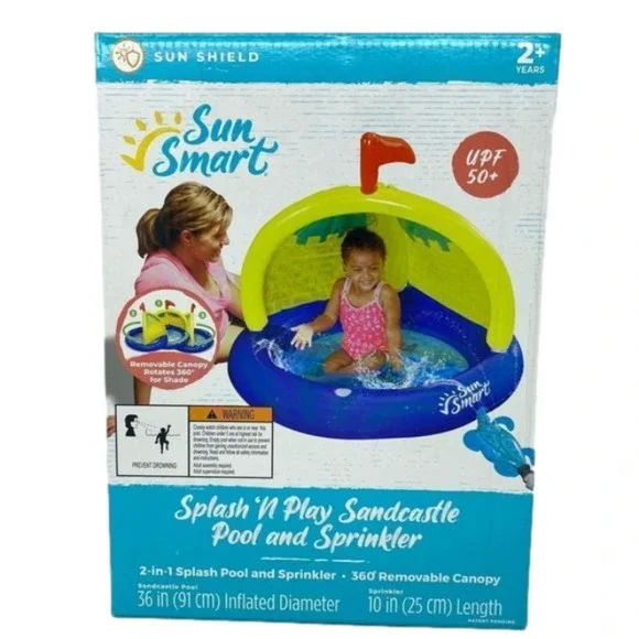 Sun Smart Spray N Play Sandcastle Pool & Turtle Sprinkler For Toddlers NEW