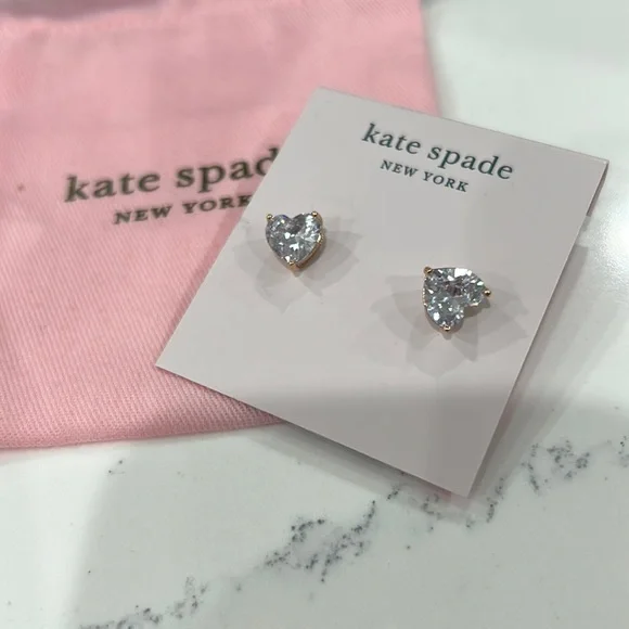 Kate Spade NWOT my love CZ heart stud earrings in Rose Gold