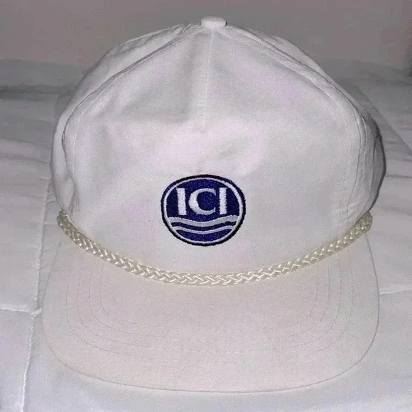 Vintage ICI White Rope Hat Cap Snap Back Trucker Hat Sportcap