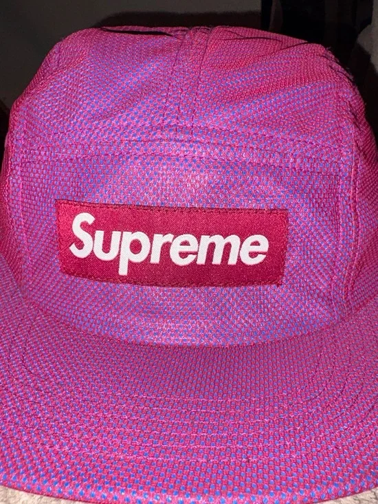 Supreme Pink and Blue Mesh Box Logo Camp Cap