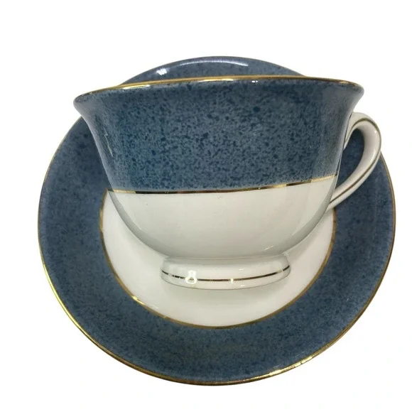 VTG Nikko Double Phoenix Ironstone Riviera Slate Blue Set of ‎ 6 Cups 5 Saucers