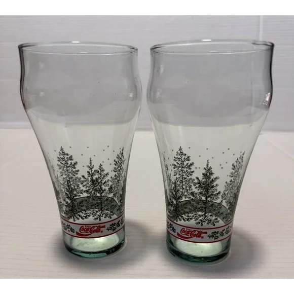 Lot of 2 - LIBBEY - COCA-COLA COKE - Christmas Holiday 14‎ oz. Drinking Glasses