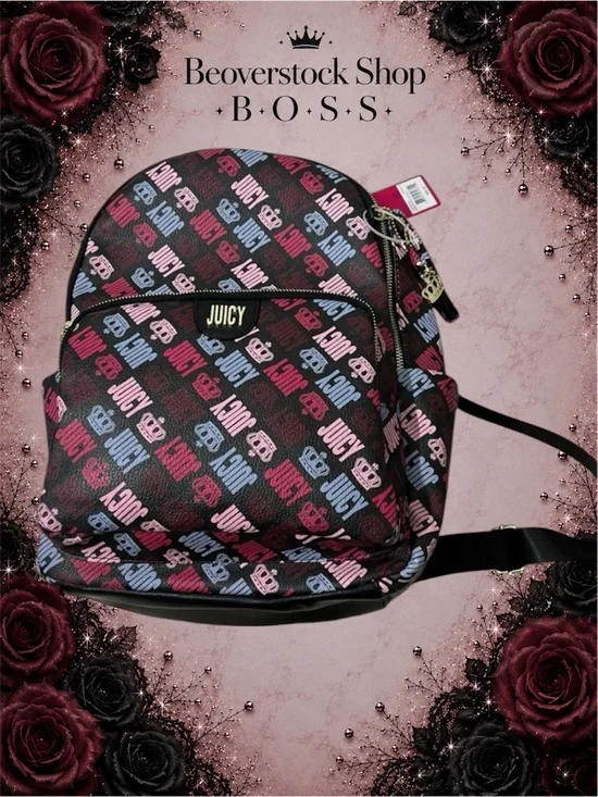 New NWT Juicy Couture Logo design Royal Sports Backpack Book bag with coin pouch