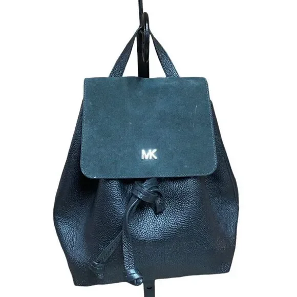 Michael Kors Black Pebbled Leather & Suede Backpack