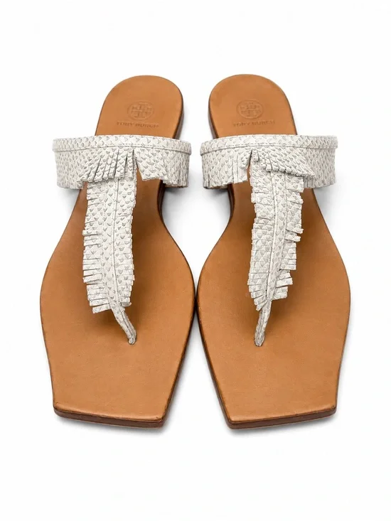 kate spade White Fringe Thong Sandals