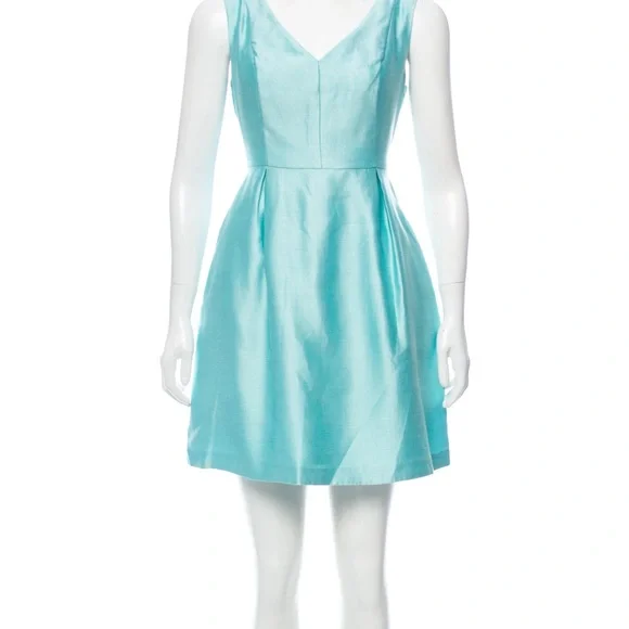 Kate Spade Susannah Blue V-Neck Sleeveless Fit-and-Flare Dress
