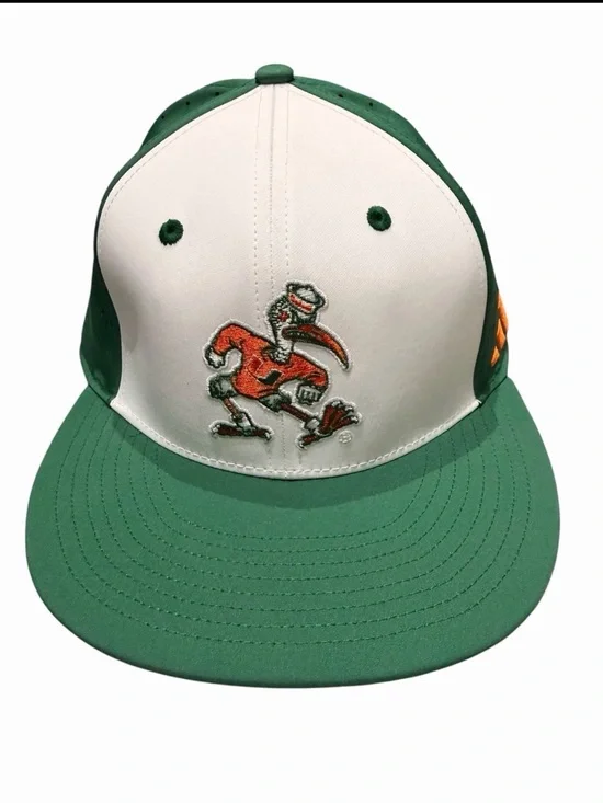 Adidas Miami Hurricanes Snapback Cap Hat One Size.
