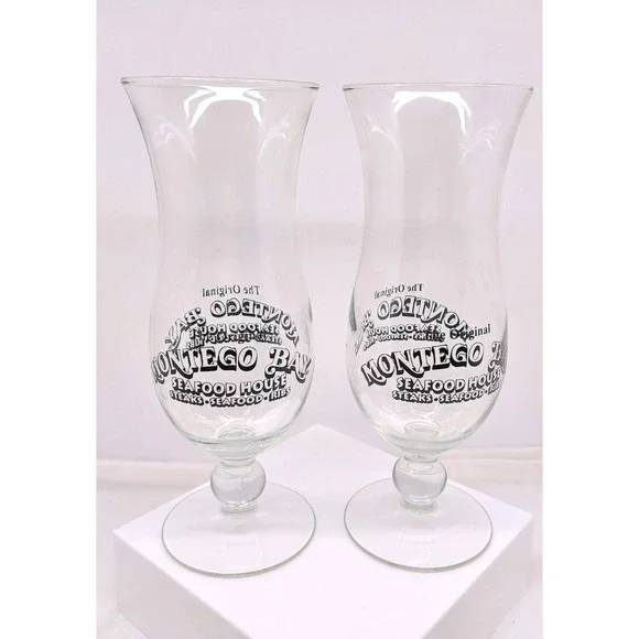 MONTEGO BAY HURRICANE GLASSES‎ (Seafood House) Set Of 2.  8