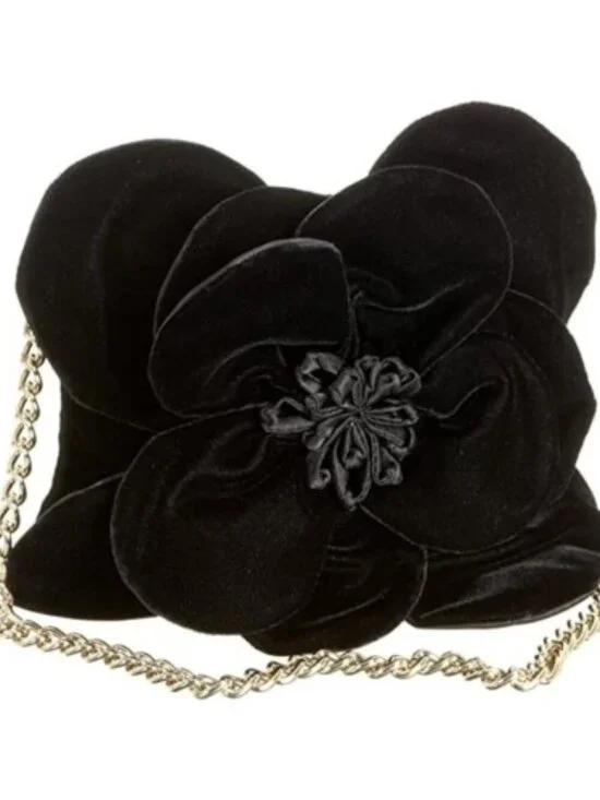 Kate Spade Skipper Deluxe Plush Black Flower Velvet Shoulder Bag – Gently Used