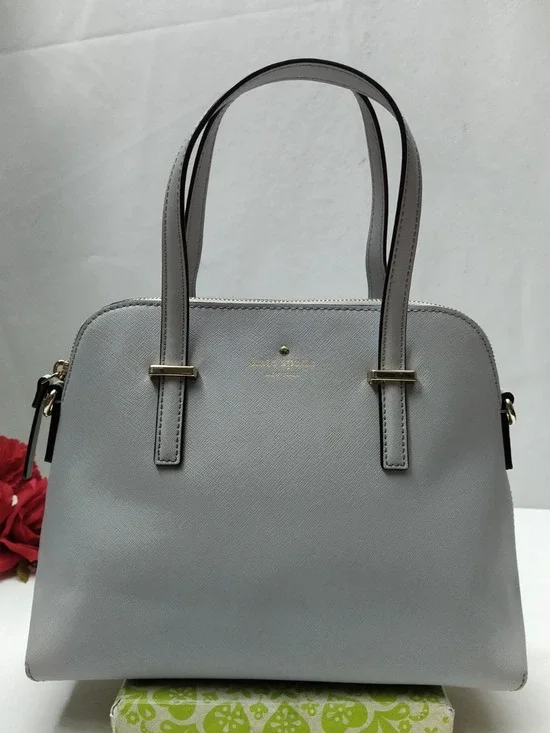 Kate Spade New York Light Blue Leather Dome Double Handles Zipper Satchel Bag