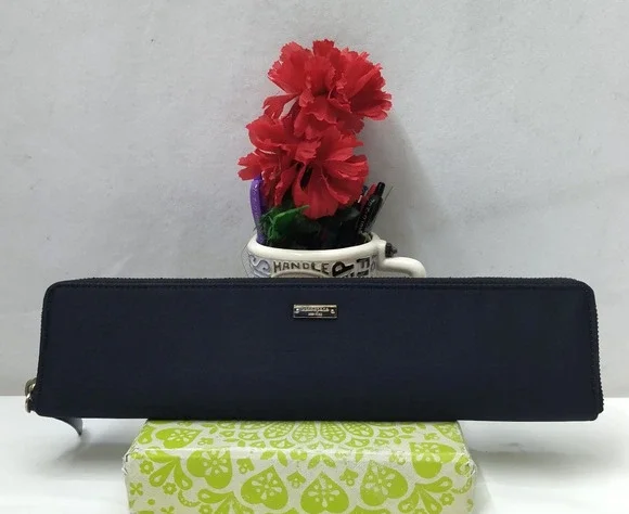 Kate Spade New York Black Canvas Zip Around Evening Clutch Long Wallet