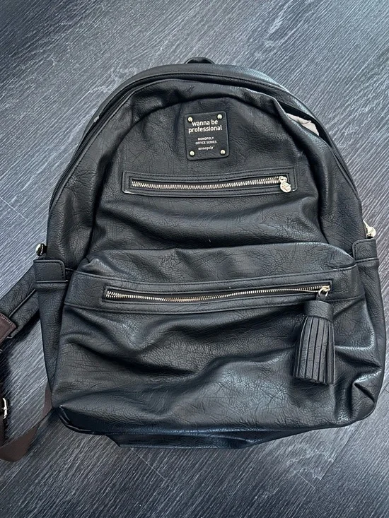 Monopoly Wanna Be Professional Black Faux Leather Laptop Backpack