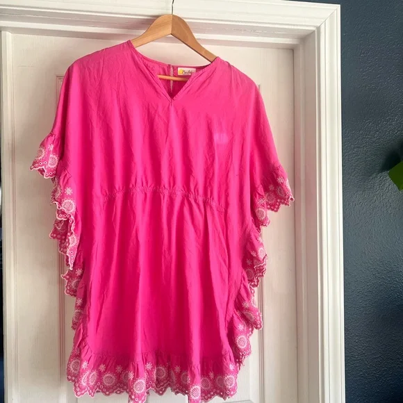 Mini Boden Bright Pink Tunic with Lace Trim cover up