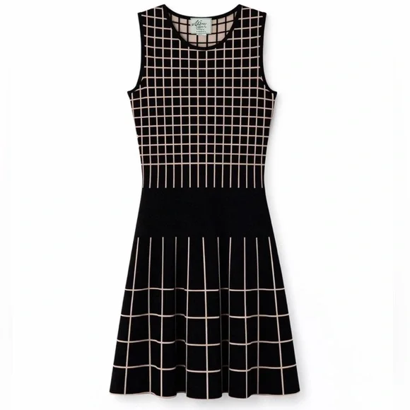Kate Spade Madison Ave Collection Windowpane Knit Fit & Flare Dress Size S