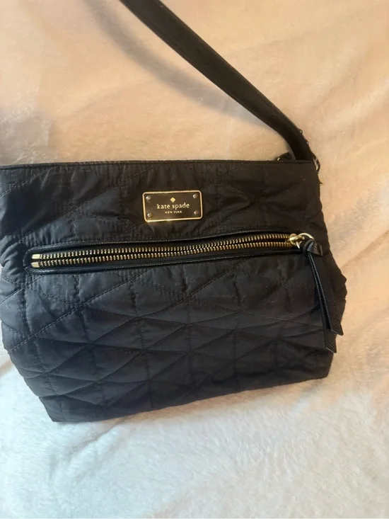 kate spade Black Quilted Crossbody with Gold Hardware