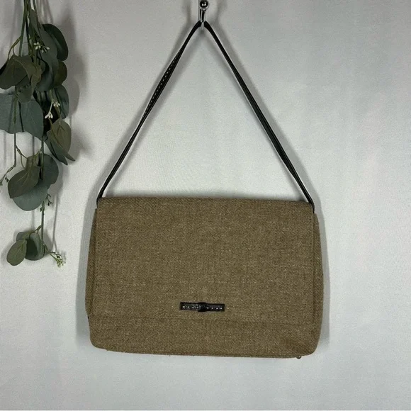 Kate Spade | Tweed Wool Shoulder Bag Purse Brown Handbag