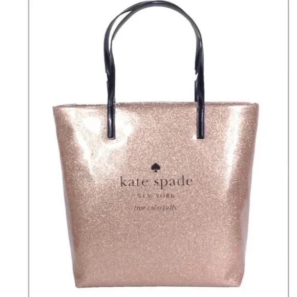 Kate Spade Rose Gold Sparkle Bon Shopper Tote