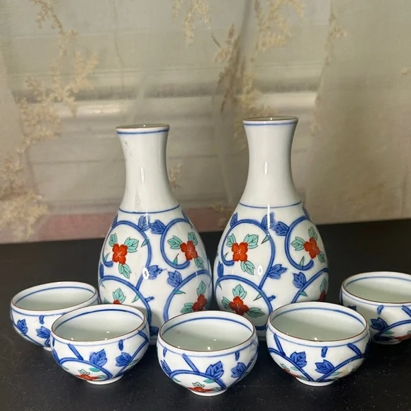 Japanese porcelain sake set
