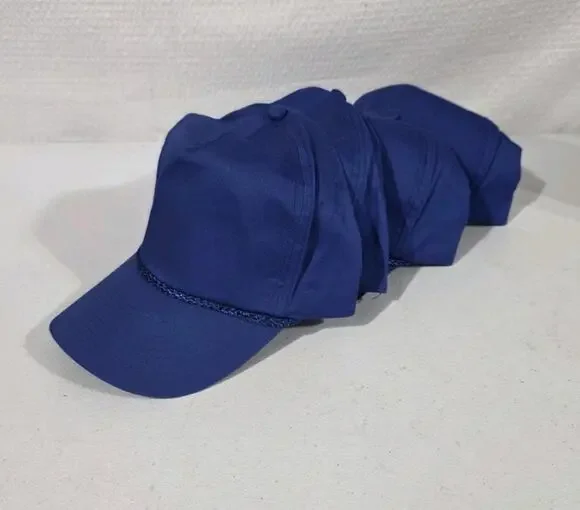 Lot of 4 Blue Blank Snapback Trucker Hats Rope Cap Plain Adjustable Vtg