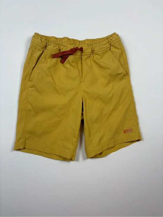 REI Kids Mustard Yellow Swim Trunks with Red Drawstring
