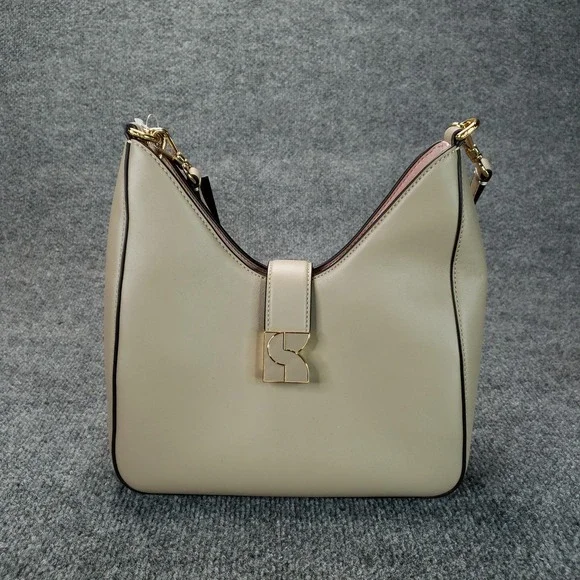 Kate Spade Dakota Hobo Bag Womens Small Beige Leather Pink Lining Dust Bag