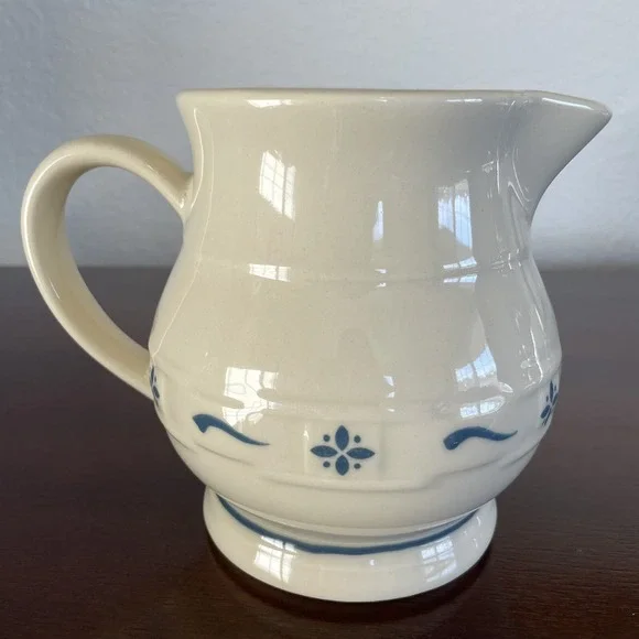 Longaberger Pottery Roseville Woven Traditions Classic Blue Small Juice‎ Pitcher