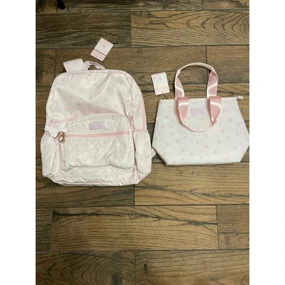 LoveShackFancy x Yoobi Pink Floral Backpack and Insulated Lunch Bag Set NWT