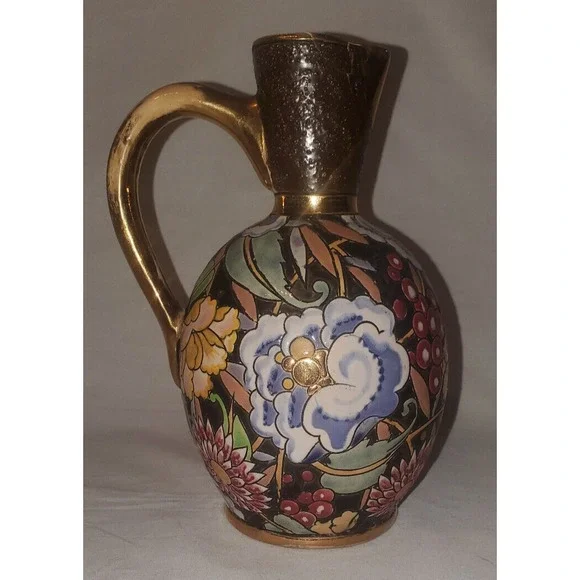 RARE Boch La Louviere Belgium Floral Pitcher 8.5
