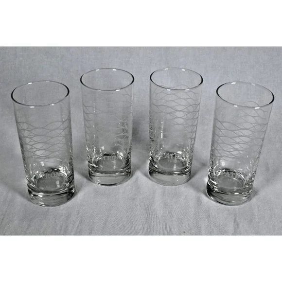 Set of 4 Patron Tequila Tall Highball Etched Glasses 10 oz Barware