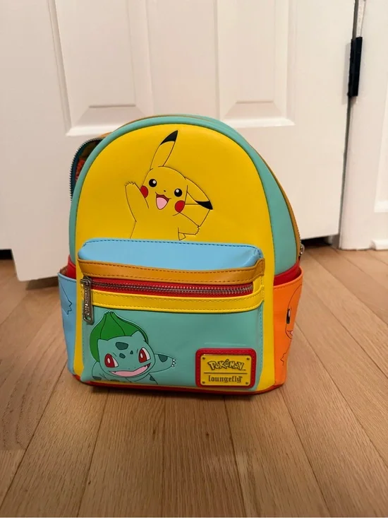 New! Rare Pokémon Loungefly Kids Color Block Pikachu Mini Backpack