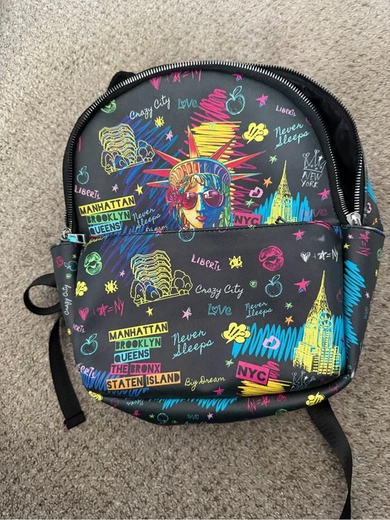 Titan Black Backpack with Neon Multicolor NYC Graffiti Print