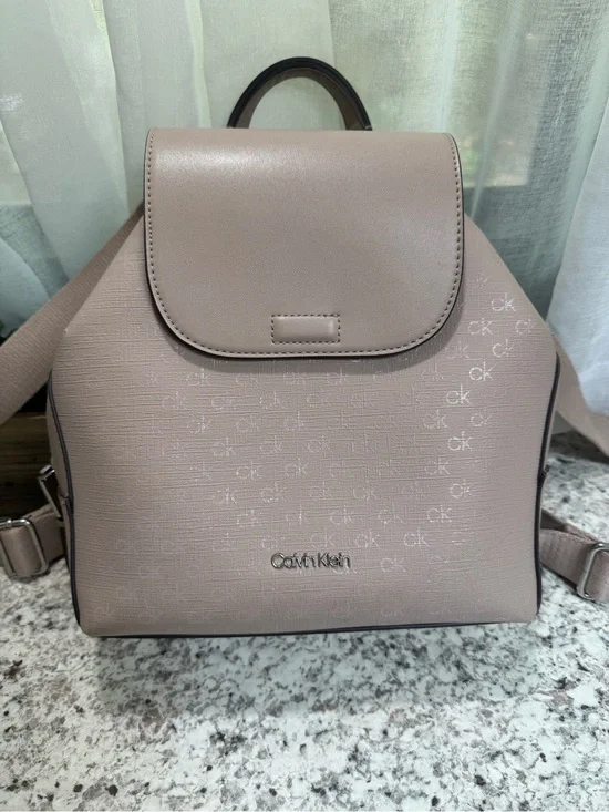 Calvin Klein Blush Pink Logo-Print Backpack