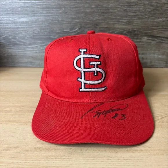 Vintage St Louis Cardinals Hat Cap Snap Back Red MLB Baseball Autographed