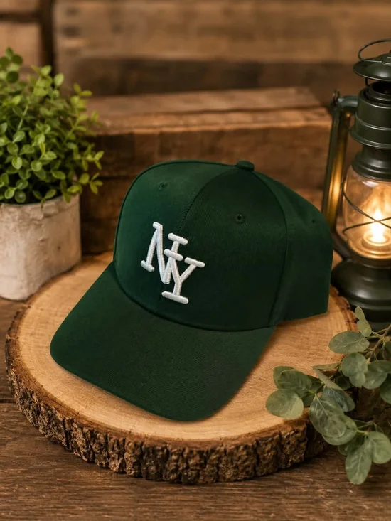 Dark Green NY Embroidered Baseball Cap