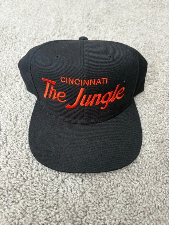 Cincinnati Bengals “The Jungle” Script Black Snapback Hat