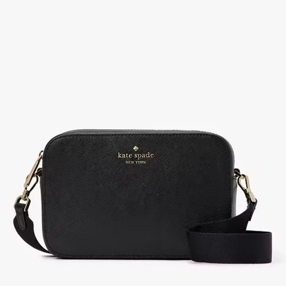 KATE SPADE *Madison* black leather camera rectangle crossbody mini bag purse