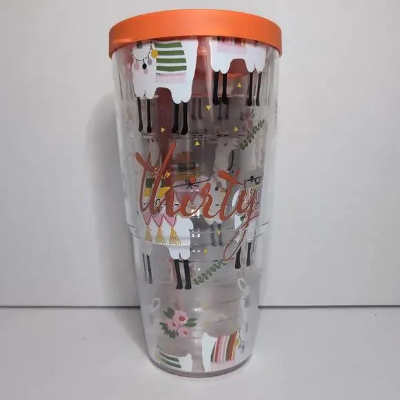 Tervis Tumbler 24 oz‎ Thirty One 31 Llama Alpaca Pink/Salmon lid Travel Mug