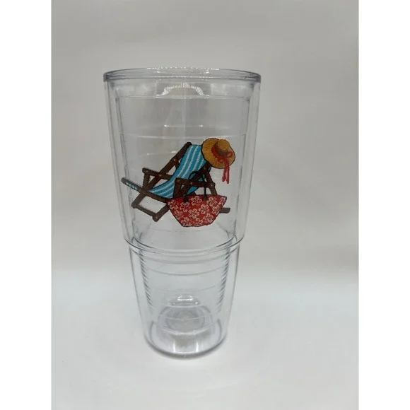 Tervis 24 oz Insulated Tumbler – Beach Chair & Hat Embroidered Tropical‎ Red