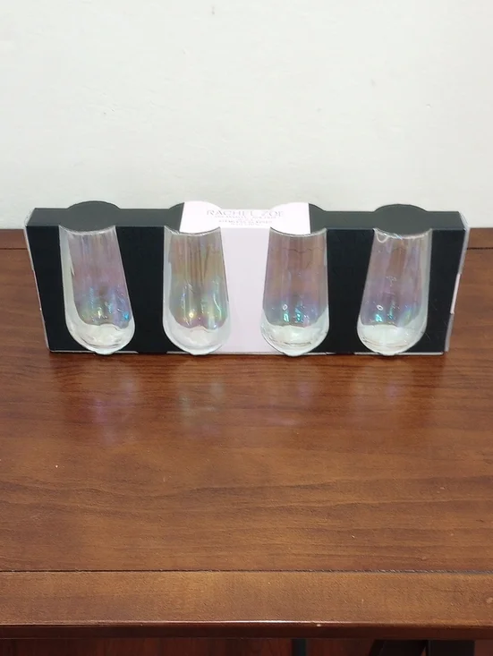Rachel Zoe Iridescent Stemless Glasses, Set Of 4 - New!
