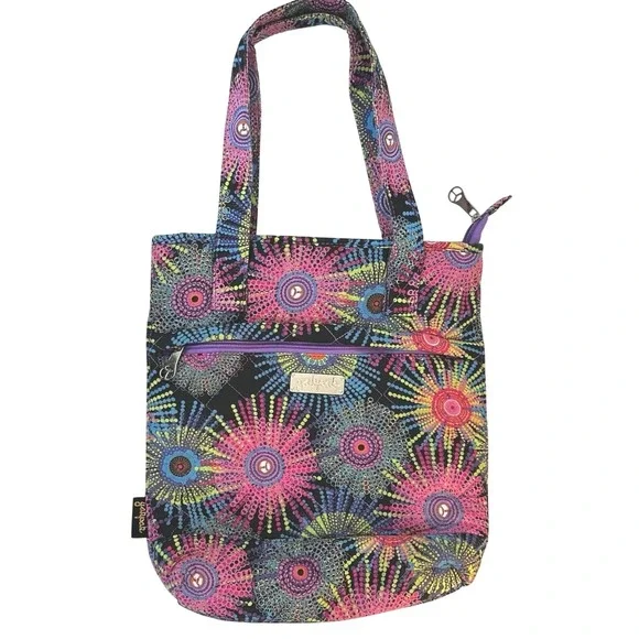 YAKPAK Purse Handbag Flower Burst Vibrant Colorful‎ Hippie Boho Festival Quilted