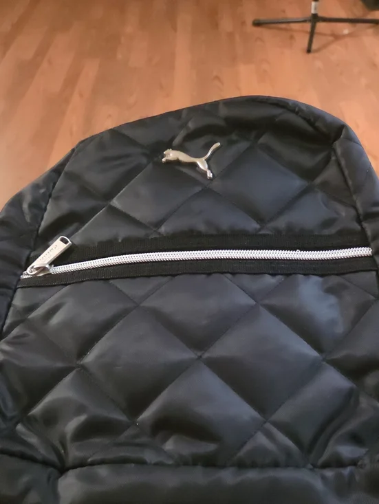Puma Black Quilted Backpack with Silver Logo