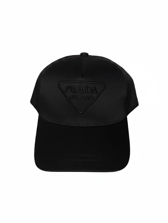 Prada unisex baseball cap Black Embossed Triangle Logo Cap