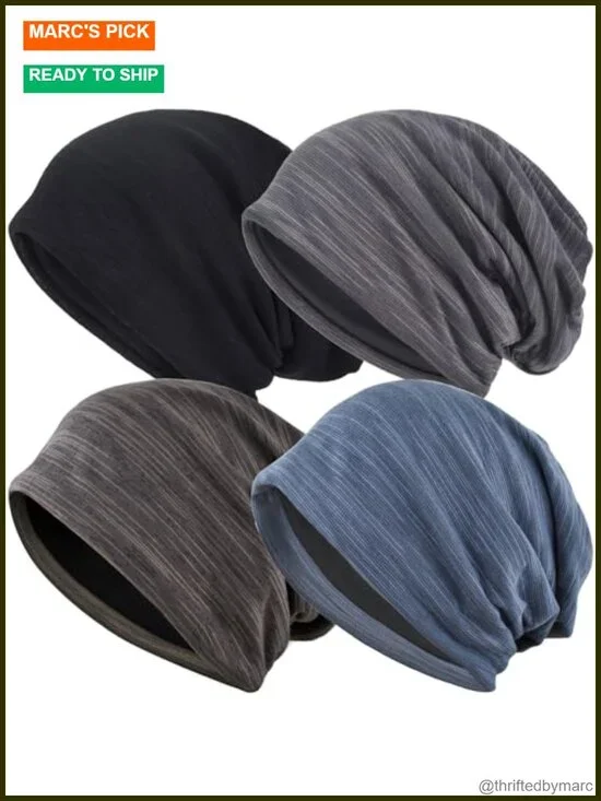 Cotton Blend Slouchy Beanie - Oversize Skull Cap, Sleep & Chemo Hat
