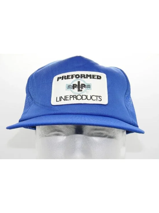 Vintage Preformed Line Products Trucker Hat PLP Patch Cap Made in USA Snapback