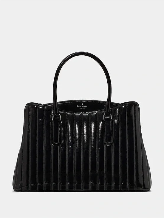 Kate Spade Thompson Street Shiny Quilted Satchel Bag Black