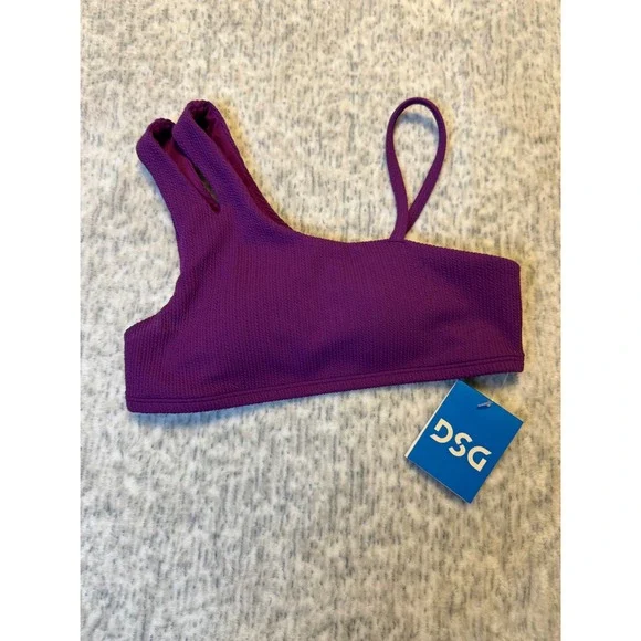 DSG Girls Asymmetric Swim Top Vibrant‎ Violet UV Protection Size Medium NWT